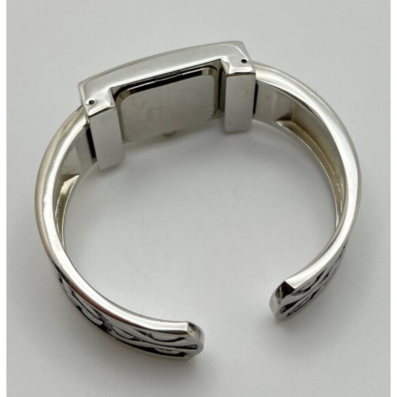 Honey Womens Cuff Watch Silver Tone Bracelet Intricate Floral Pattern Quartz - Picture 7 of 7